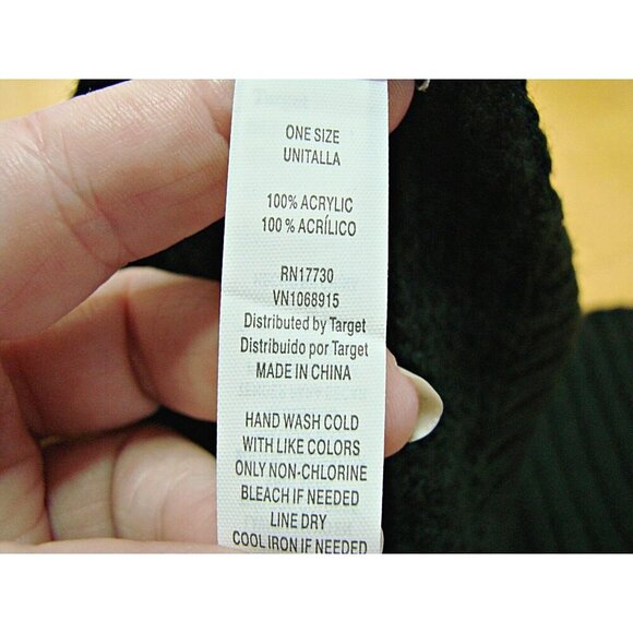 A New Day Scarf Black Ribbed Knit Long 78" Length Gray Pearl Accent Soft Acrylic - Picture 6 of 11